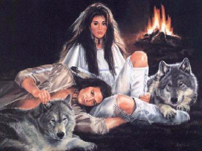 couple d indien et leur  loup